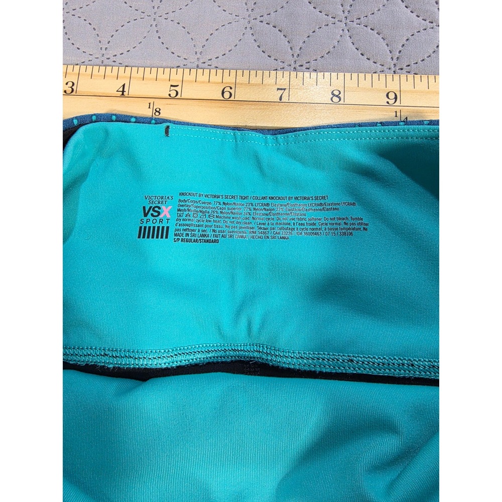 Victoria's Secret VSX Sport Knockout Mesh Leggings Black Teal S Regular - Picture 7 of 7